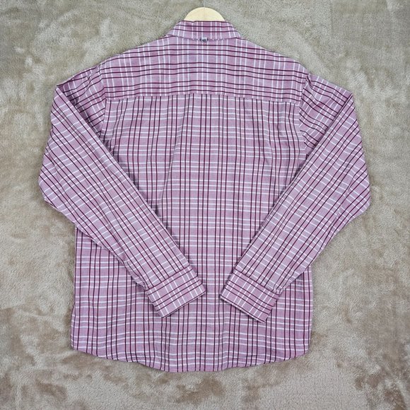 John Lennon Button-Down Oxford Shirt Pink Plaid Embroidered Long Sleeve Men's XL - Picture 2 of 11